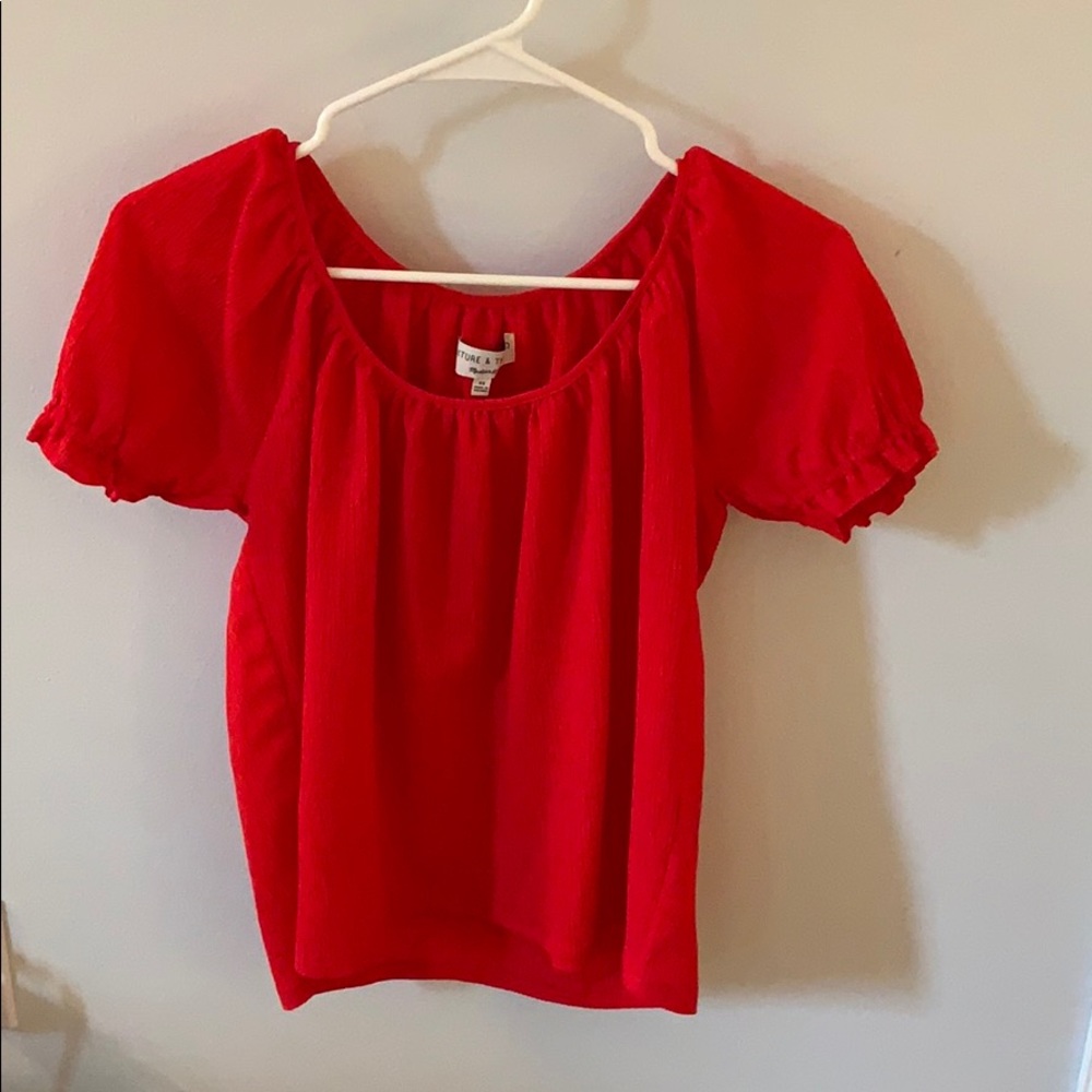Made well red puff-sleeve top